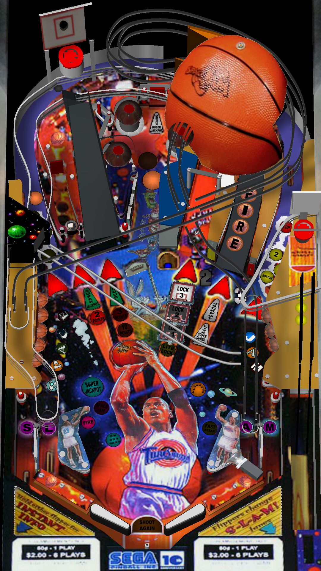1996 Sega Pinball Space Jam Game Flyer 